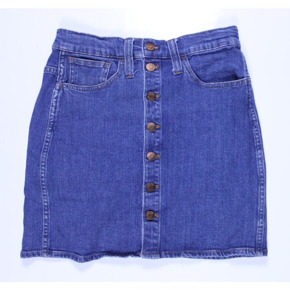 Stretch Denim Straight Mini Skirt in Arroyo Wash : Button-Front Edition blue 26 - Picture 6 of 6